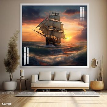 Tranh thuận buồm xuôi gió cánh buồm vàng đẹp nhất