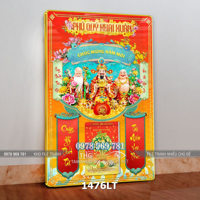 File lịch Tết phúc lộc thọ thần tài di lặc ông thọ treo tường 1476LT