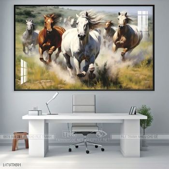 Tranh ngựa bát mã trang trí tường nhà