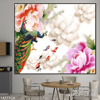 Tranh chim công và mẫu đơn