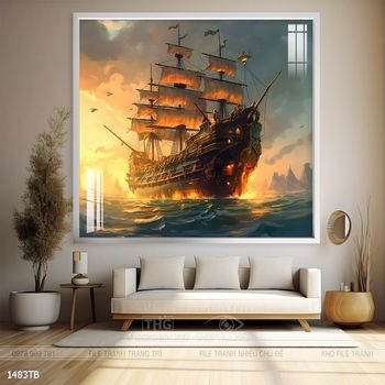 Tranh thuận buồm xuôi gió cánh buồm vàng đẹp nhất