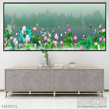 Tranh sen trong đầm buổi sớm mai