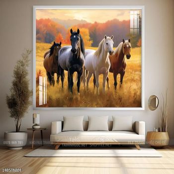 Tranh ngựa bát mã trang trí tường nhà