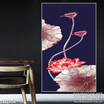 Tranh sen đỏ in màu