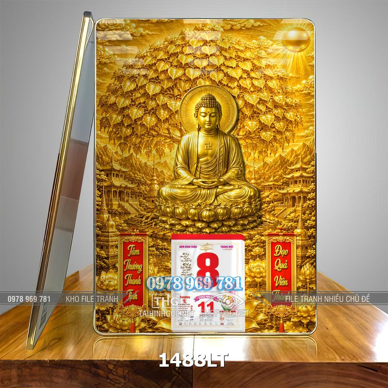 File đốc lịch phật giáo toạ hoa sen cây bồ đề từ bi 1488LT