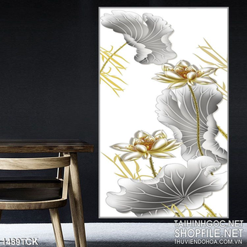 Tranh in kính hoa sen nở