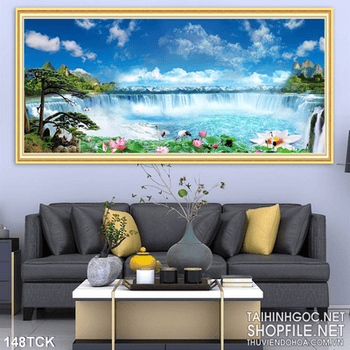 Tranh hoa sen, cá chép trang trí phòng