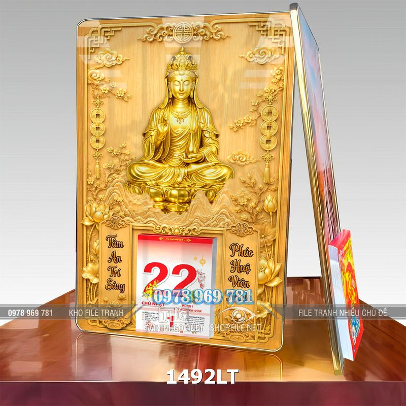 File lịch quan âm bồ tát tráng gương laminate 1492LT