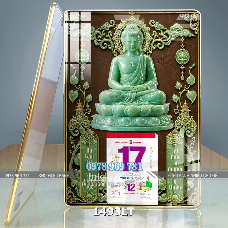 File psd phật giáo hoa sen ngọc bích 1493LT