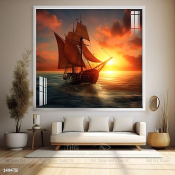 Tranh thuận buồm xuôi gió cánh buồm vàng đẹp nhất