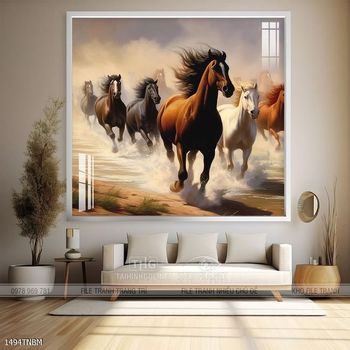 Tranh ngựa bát mã trang trí tường nhà