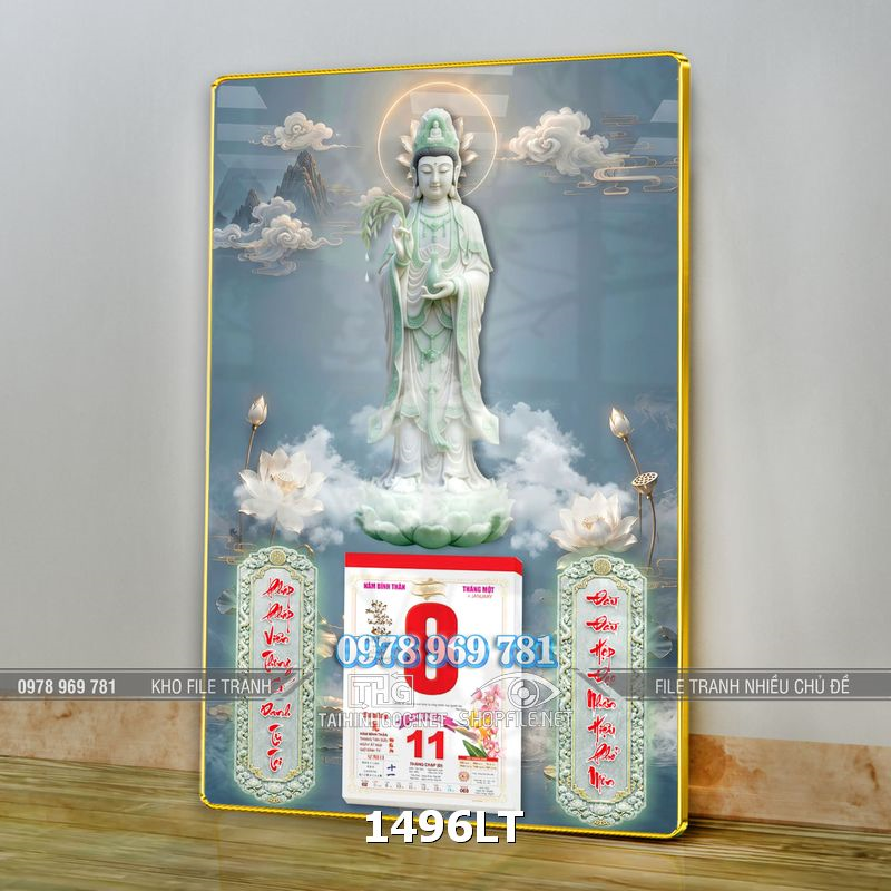 File lịch Tết quan âm bồ tát treo tường 1496LT