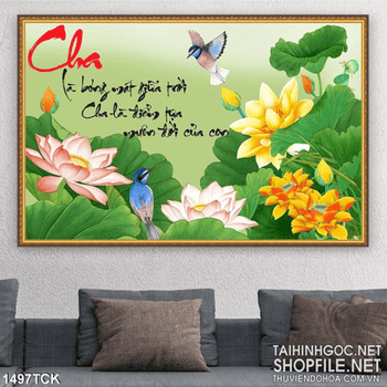 Tranh hoa sen và lời của cha