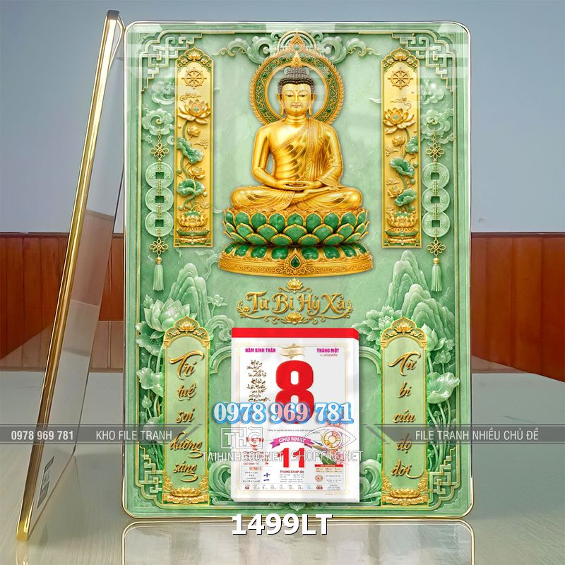 File lịch phật chất liệu ngọc bích phù điêu 1499LT