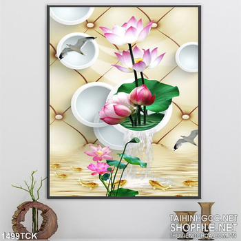 Tranh 3D sen hồng