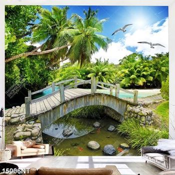 Tranh psd cây cầu gỗ