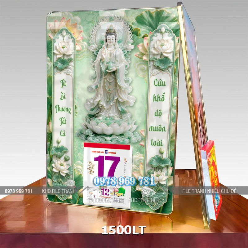File lịch quan âm bồ tát ngọc bích tráng gương 1500LT