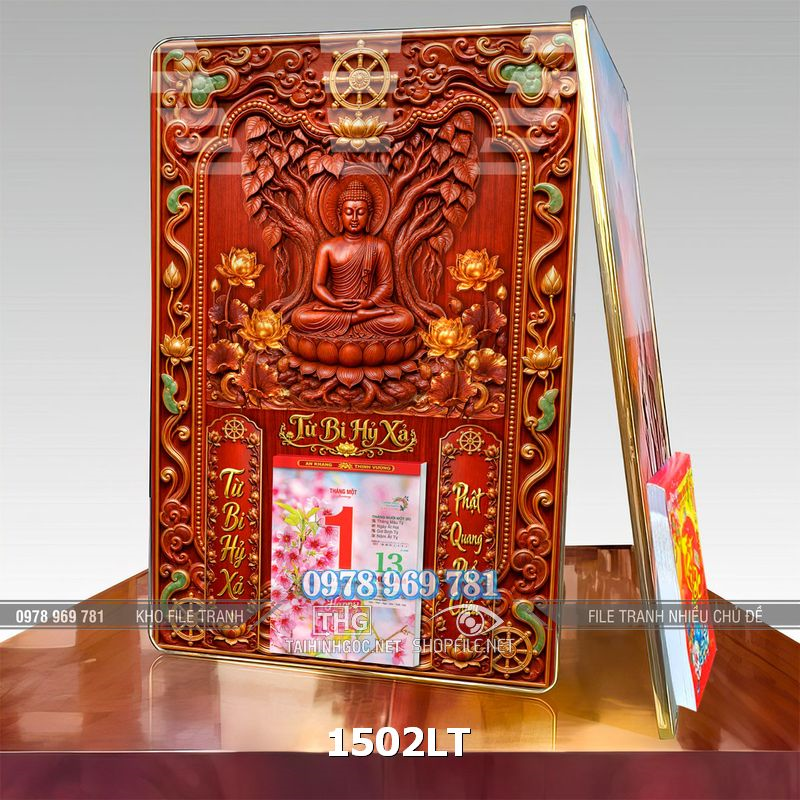 File lịch bloc phật adida phù điêu gỗ nổi khối 3d 1502LT