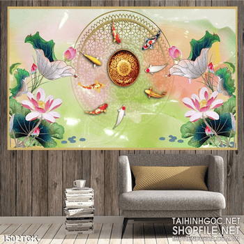 Tranh cá Koi hội hợp