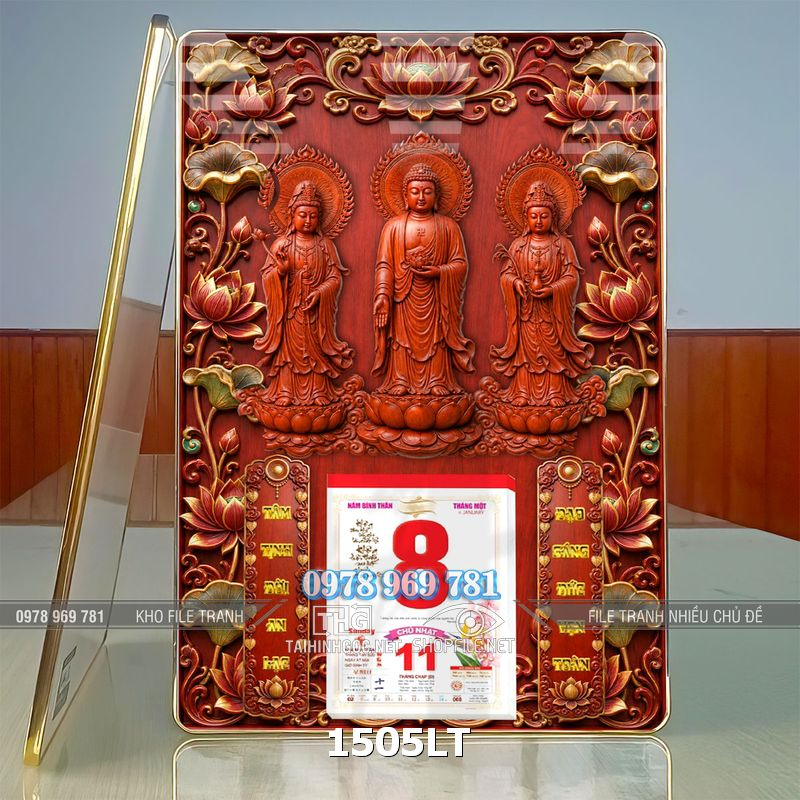 File lịch bloc tam thế phật tây phương tam thánh 1505LT