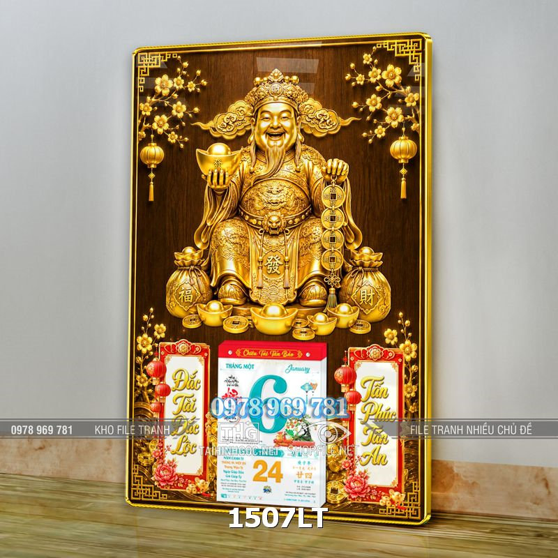 File lịch thần tài tết tráng gương treo tường 1507LT
