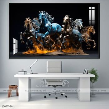 Tranh ngựa bát mã treo tường phòng khách