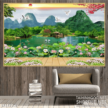 Tranh cảnh đẹp hồ sen