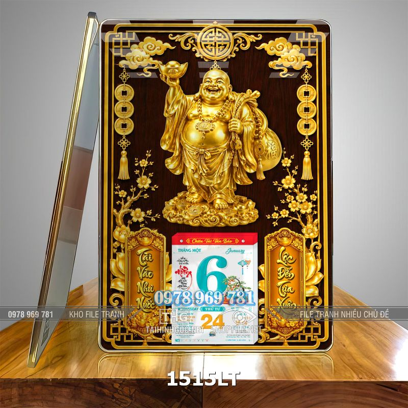 File lịch Tết treo tường di lặc vàng gold 1515LT