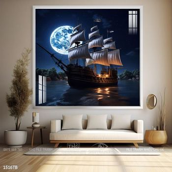 Tranh thuận buồm xuôi gió cánh buồm vàng đẹp nhất