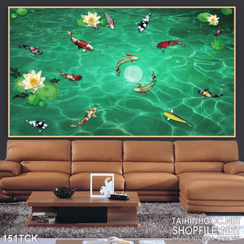 Tranh hoa sen, cá chép nghệ thuật