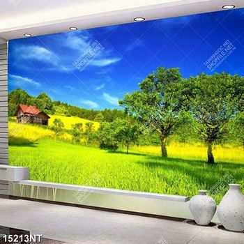 Tranh ngôi nhà trên đồi cỏ xanh