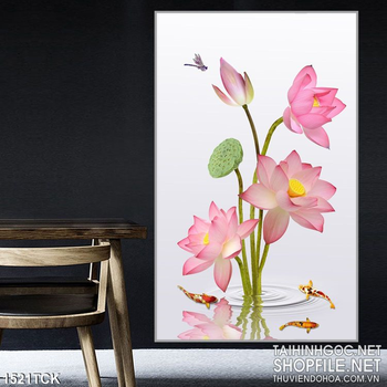 Tranh sen hồng in tường