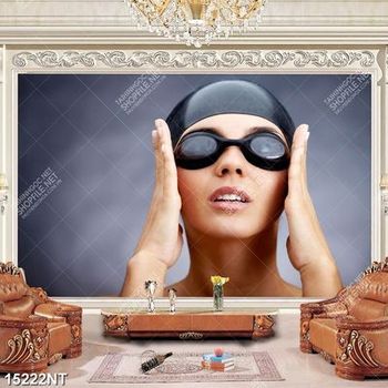 Tranh cô gái bơi lội
