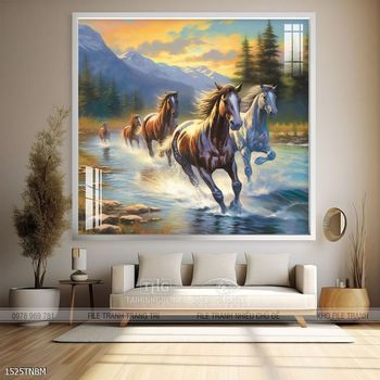 Tranh ngựa bát mã trang trí tường nhà