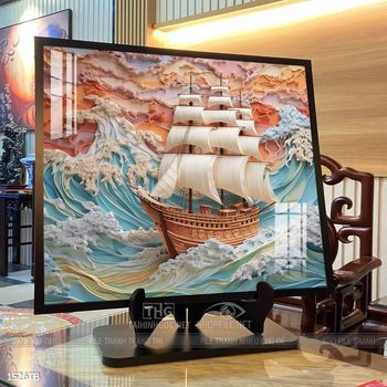 Tranh thuyền buồm vàng phong thủy đẹp