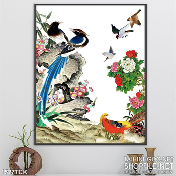 Tranh mẫu đơn và chim rừng