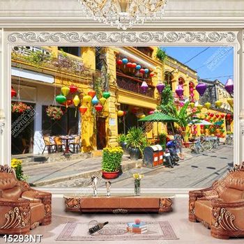 Tranh dãy nhà sơn tường vàng