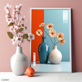 Mẫu tranh bình hoa nghệ thuật decor trang trí tường