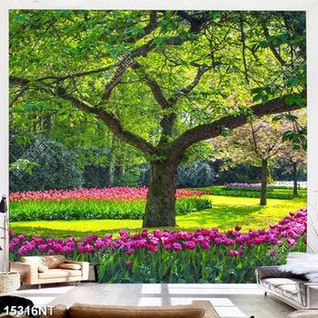 Tranh công viên nhiều hoa và cây xanh 15316NT