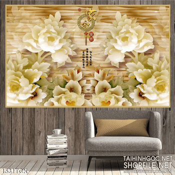 Tranh sen trắng đá