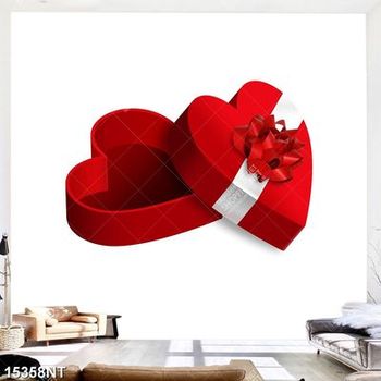 Tranh hộp quà hình trái tim đỏ