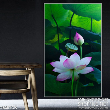 Tranh in lụa nụ sen