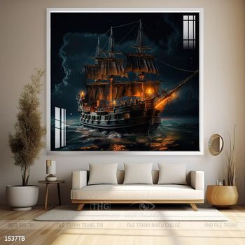 Tranh thuyền buồm vàng phong thủy đẹp