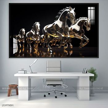 Tranh ngựa bát mã treo tường phòng khách