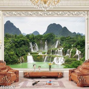 Tranh thác nước thiên nhiên tuyệt đẹp in file gốc