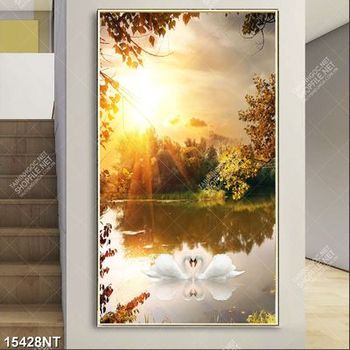 Tranh psd hồ thiên nga