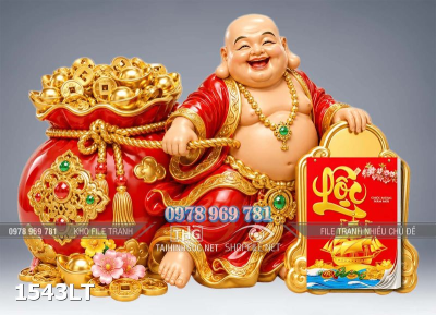 File lịch Tết di lặc túi tiền vàng tài lộc năm mới in bế cnc 1543LT