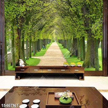 Tranh con đường dười hai hàng cây xanh tuyệt đẹp 15467NT