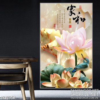 Tranh3D cành hoa sen