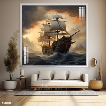 Tranh thuyền buồm vàng phong thủy đẹp